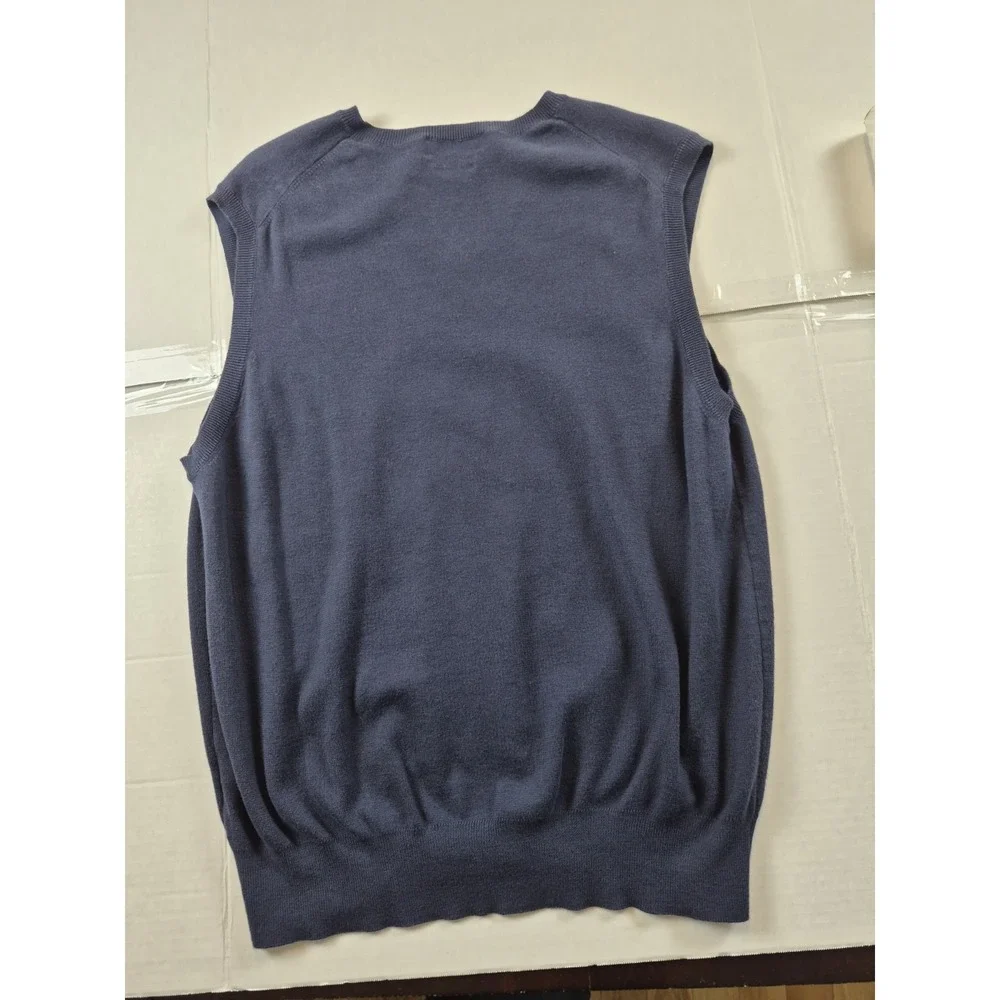 Polo Ralph Lauren Men's Large Pima Cotton V-Neck Sweater Vest Navy Blue Red Logo